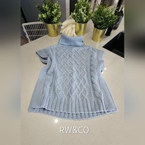 NWOT RW&CO Superbe haut sans manche en tricot épais bleu clair